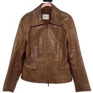 JOOP! Vintage European  warm Tan Brown Full Zip Leather Jacket